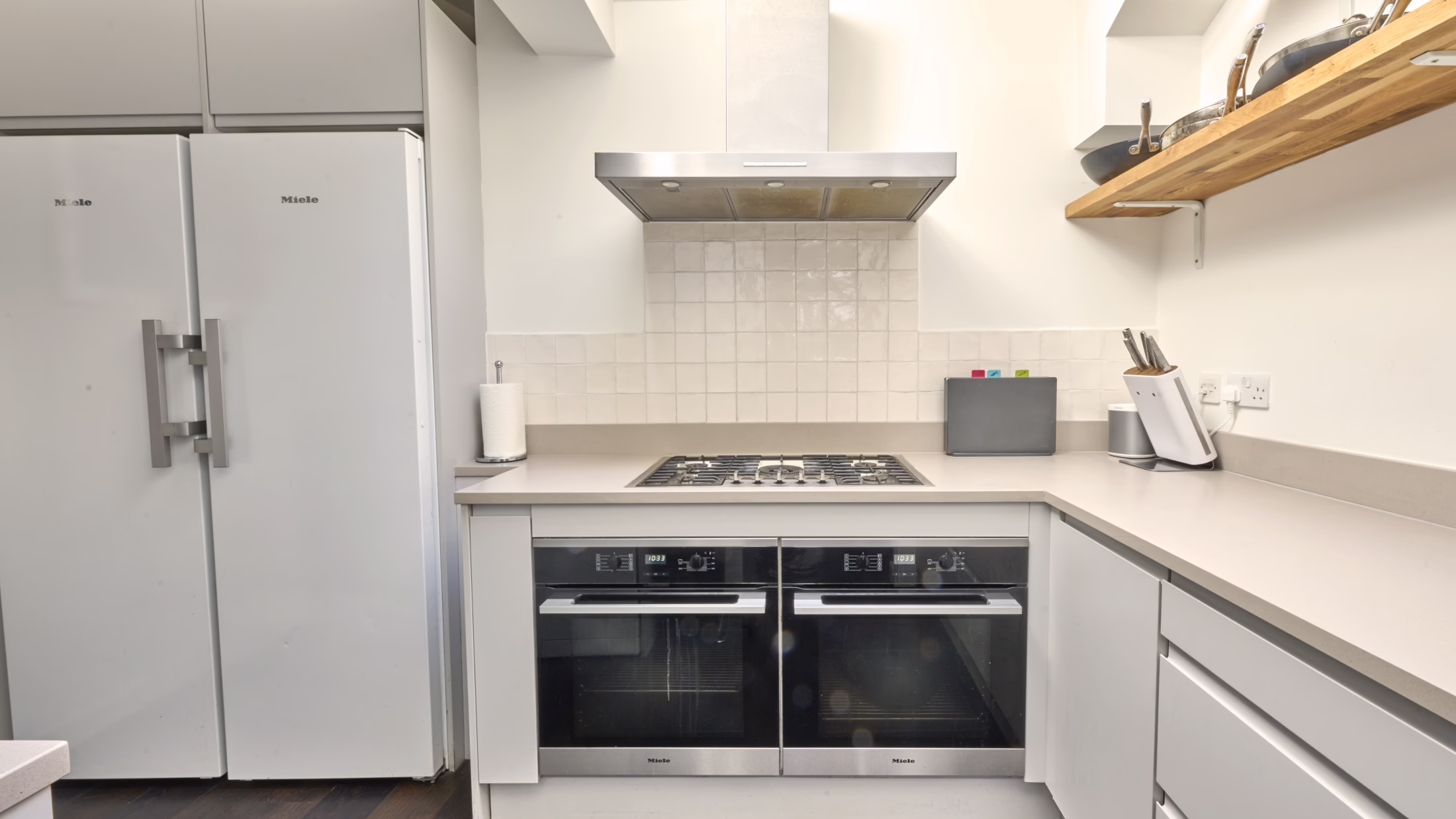 Separate professional food prep kitchen in Studio One with ovens and cooking facilities