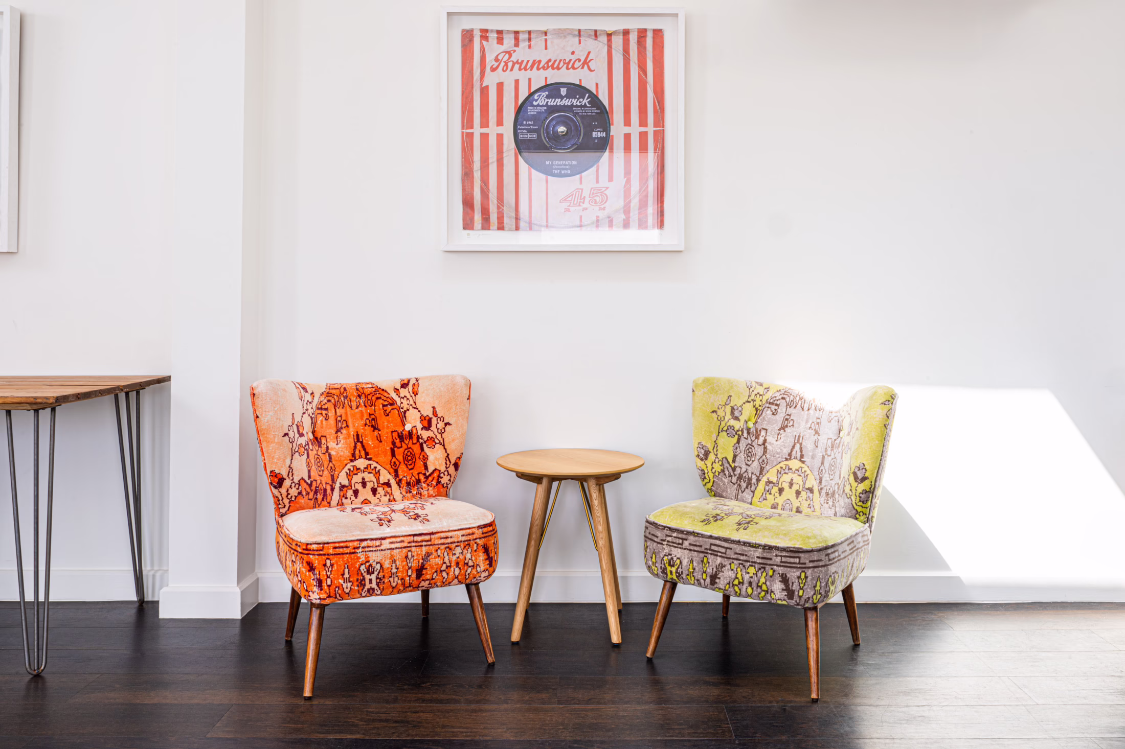 Client seating area in Studio Two at Howard Shooter Studios in Camden